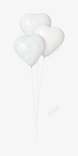 有绳子的气球白色心形气球高清图片