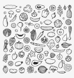 白色玉米png黑白色的各种食物高清图片