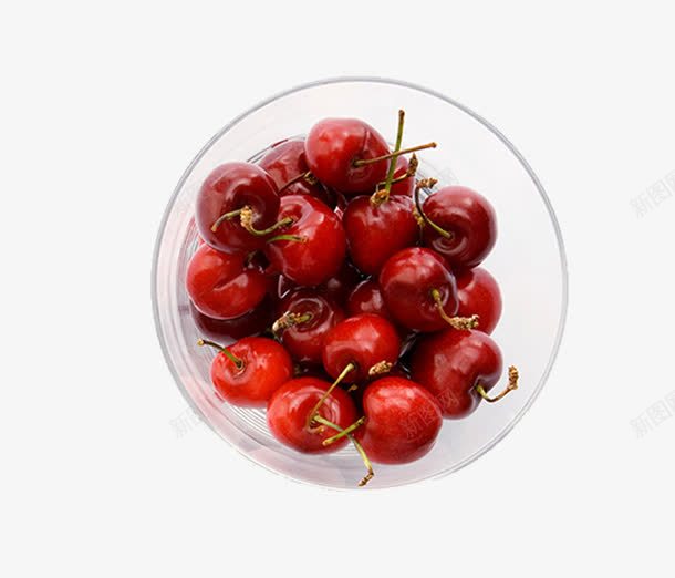 一碗车厘子png免抠素材_88icon https://88icon.com 俯视 拍摄 水果 玻璃碗 美食