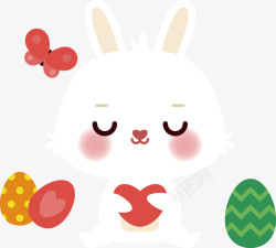 抱彩蛋的小兔子卡通复活节小白兔大彩蛋矢量图高清图片