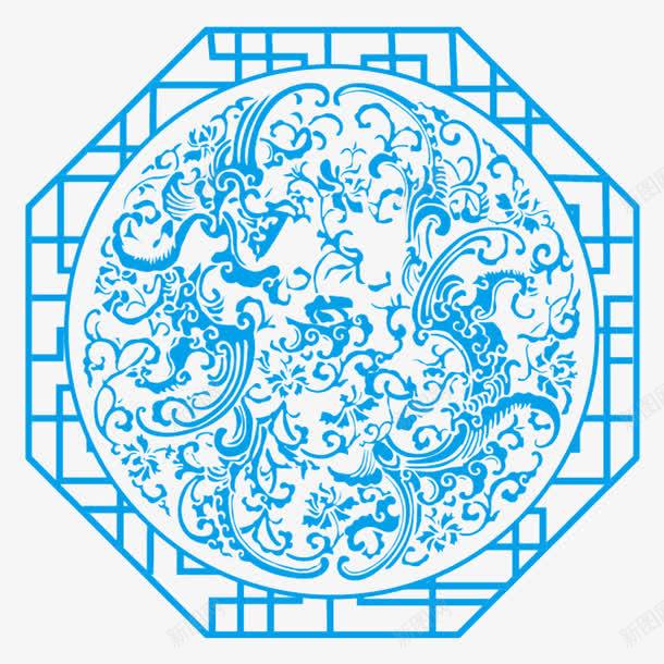 蓝色中国风传统剪纸花纹窗户花纹png免抠素材_88icon https://88icon.com 中国风 中式窗户 传统剪纸 窗户 花纹 蓝色窗户 隔断