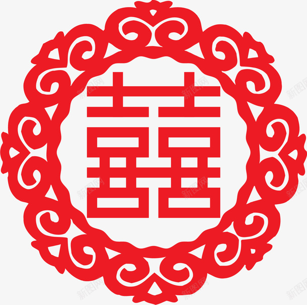 红色中国风双喜剪纸png免抠素材_88icon https://88icon.com 中国式婚礼 双喜 婚庆 婚礼 浪漫 爱情 红色剪纸