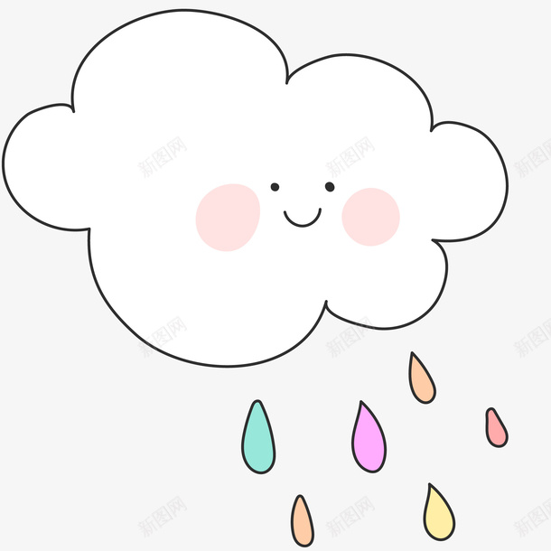 卡通云朵下雨png免抠素材_88icon https://88icon.com 下雨 下雨动画 云彩 云朵 云朵简笔画 儿童画 动画 卡通云朵 白色云朵 线描云朵 阴雨天气