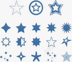 蓝色扁平星星图案矢量图素材