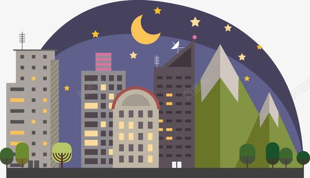 卡通彩色街道夜景图png免抠素材_88icon https://88icon.com 卡通建筑 卡通房子 城市建筑 城市街道 建筑 房子 房屋 扁平化街道 街道
