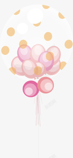 粉红波点透明的气球矢量图高清图片