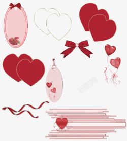 红色女性爱心蝴蝶结丝带气球镜子素材