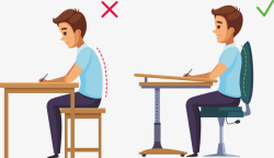儿童正确写字坐姿矢量图素材