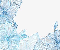 蓝色手绘花卉婚礼卡片矢量图素材