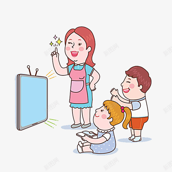 看电视的人png免抠素材_88icon https://88icon.com 专心的 女人 小孩 男孩 看电视 高兴的 鼓掌