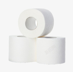 干净卫生三卷白色层叠一起的纸巾实物高清图片