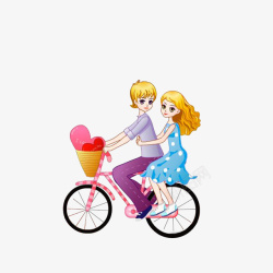 单车女孩骑着单车的情侣高清图片