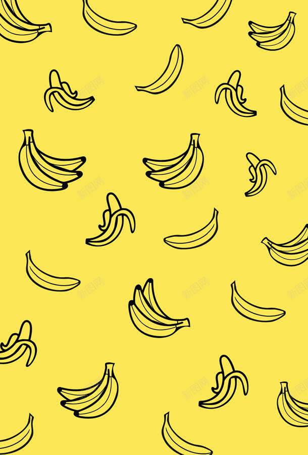 黄色背景黑色线条香蕉jpg设计背景_88icon https://88icon.com 线条 背景 香蕉 黄色 黑色