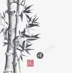日本传统文化水墨竹子画高清图片