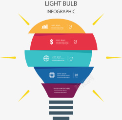 彩色剪纸拼图灯泡矢量图素材