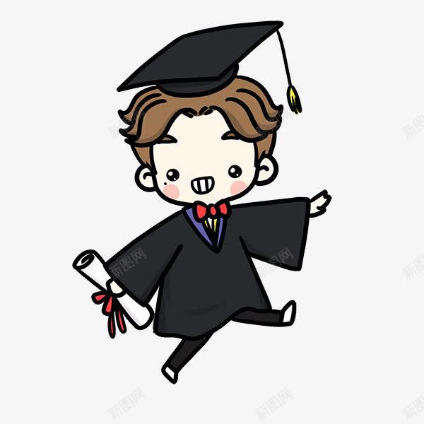 大学毕业了png免抠素材_88icon https://88icon.com 人物 卡通 小男生 开心 毕业了