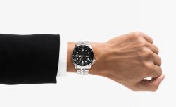 黑色表盘一只戴着手表的手高清图片