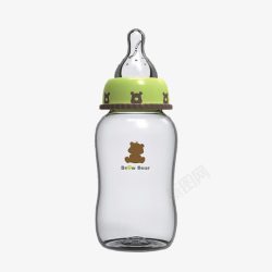 摔不破的宽口硅胶奶瓶小白熊宽口玻璃奶瓶高清图片