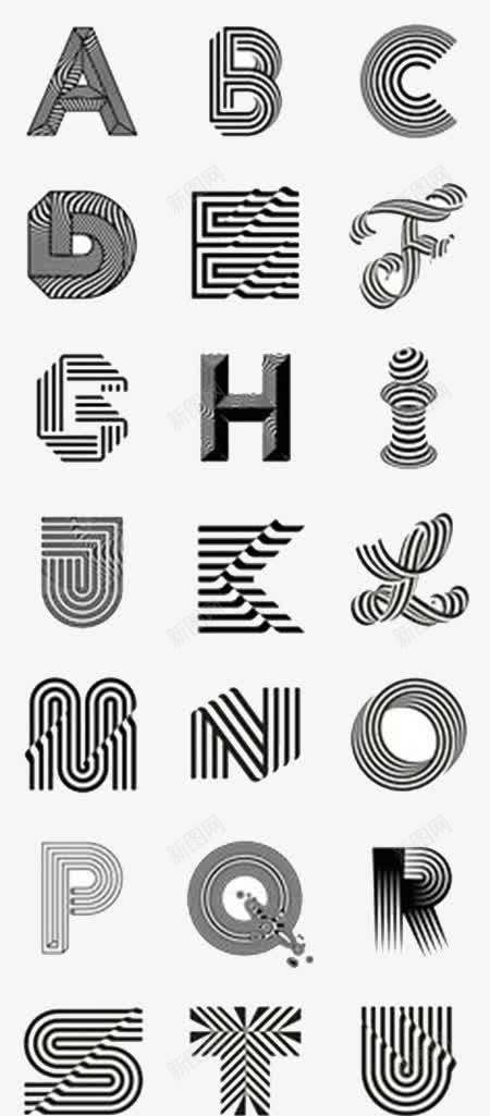 创意黑白字母png免抠素材_88icon https://88icon.com 创意 字母 线条 艺术字 设计 黑白