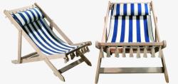 体闲蓝白色沙滩躺椅高清图片