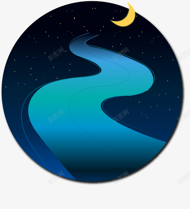 创意夜晚公路矢量图ai免抠素材_88icon https://88icon.com 公路设计 创意 夜晚 手绘公路 星星月亮 星空 马路 矢量图