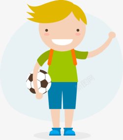 带着足球去上学的小男孩素材