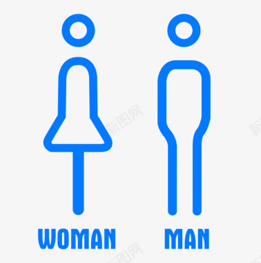 蓝色线性男女标识图标图标
