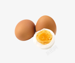 褐色鸡蛋初生蛋和煮熟的鸡蛋实物素材