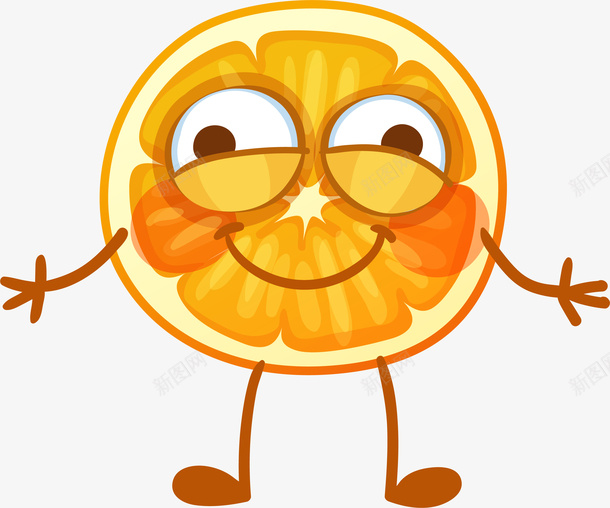 卡通橙子水果造型png免抠素材_88icon https://88icon.com 卡通形象 卡通表情 夸张 拟人表情 水果表情 水果造型 表情