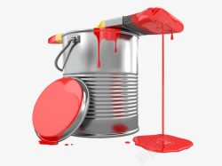 油漆桶粉刷红色油漆素材