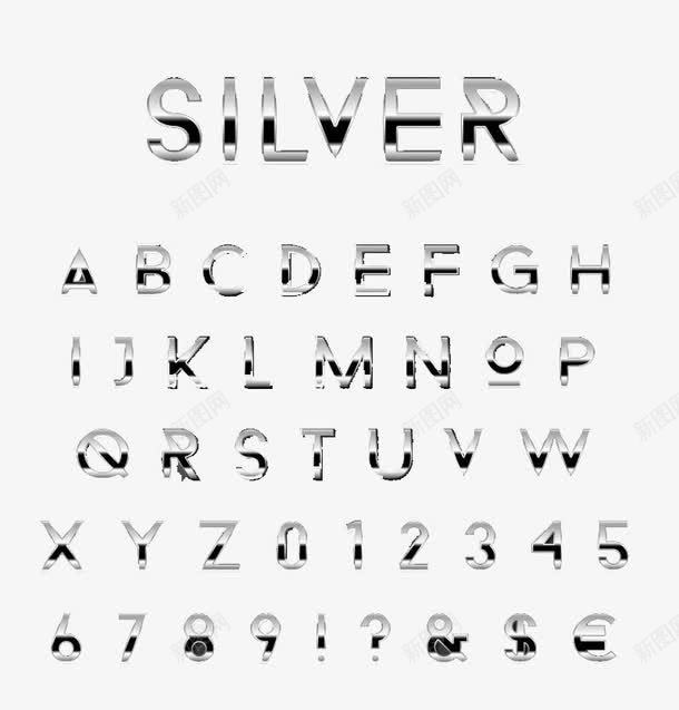 银色金属字母和数字png免抠素材_88icon https://88icon.com 字母 金属 银色