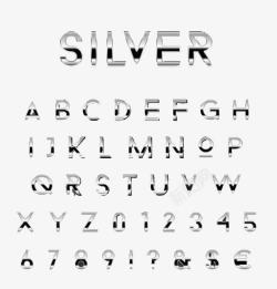 银色金属字母和数字素材