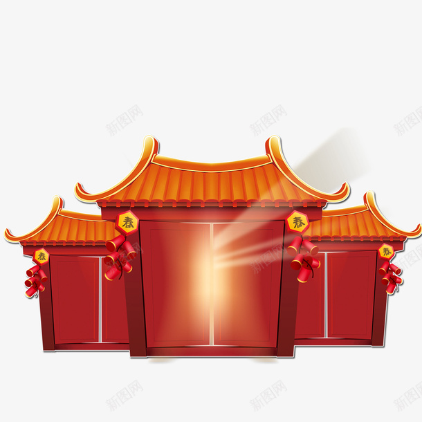 卡通门庭psd免抠素材_88icon https://88icon.com PNG图 PNG图下载 创意卡通 卡通 卡通插图 古门 大门 插图 新年装饰 门庭