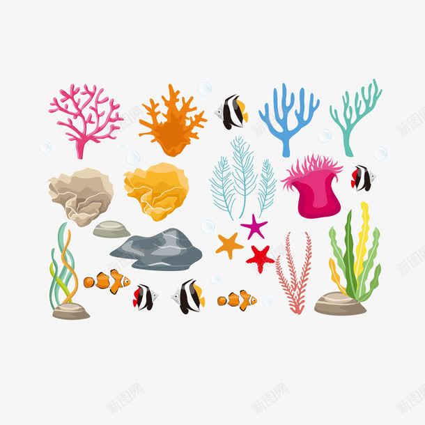 卡通热带海洋珊瑚藻png免抠素材_88icon https://88icon.com 卡通 小丑鱼 彩色 海星 海洋生物 海草 海藻 热带海洋生物 热带鱼 珊瑚 珊瑚藻