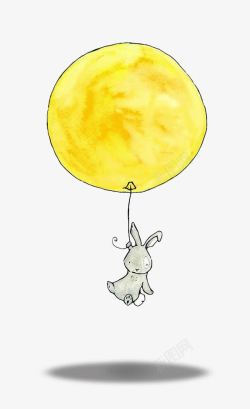 黄色的小兔子月亮气球高清图片