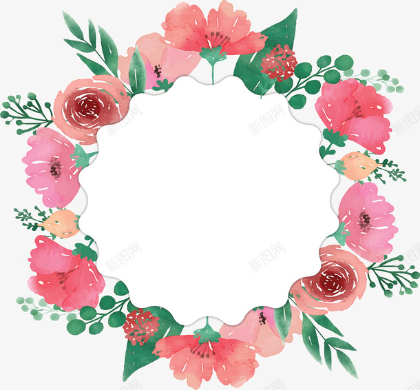 手绘粉红花朵边框矢量图ai免抠素材_88icon https://88icon.com 婚礼请帖 水彩花朵 浪漫花朵 矢量png 粉红花朵 邀请函 矢量图