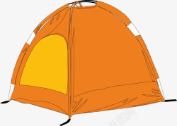 手绘卡通橙色帐篷素材