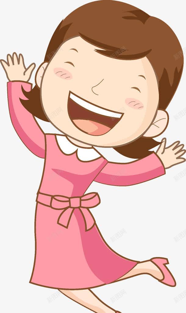 卡通跳跃的女人图png免抠素材_88icon https://88icon.com 女人 家庭主妇 张开双手 插图 粉色的 跳跃的 高兴地