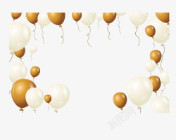 金色色边框漂浮金色气球边框矢量图高清图片