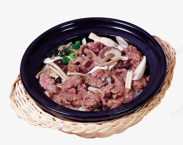 杂菇牛肉煲仔饭png免抠素材_88icon https://88icon.com 煲仔饭 牛肉 特色美食 美食素材 菌菇 葱 餐饮素材