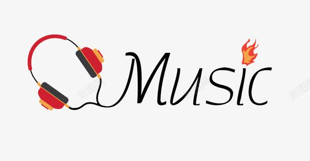 矢量运动素材红色耳机音乐文字logo图标图标