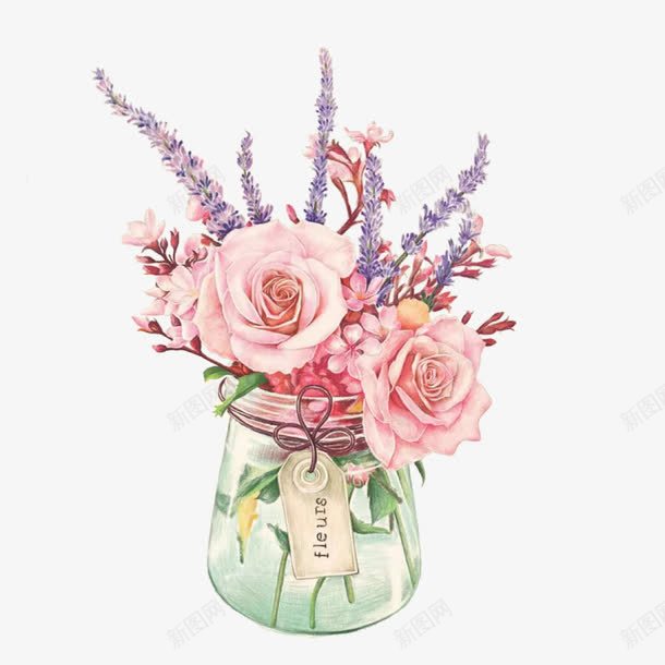玻璃花瓶png免抠素材_88icon https://88icon.com 唯美 小清新 手绘 瓶子里的花 花束 花瓶