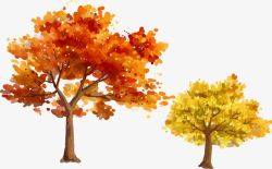 秋季树木红叶手绘素材