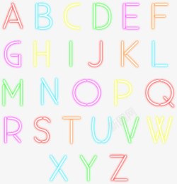 霓虹效果字母和数字符号素材