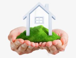 绿色生态环境手捧绿草地的房子高清图片