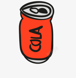 红色易拉罐易拉罐罐装可乐手绘图高清图片