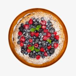 棕色木质纹理盛着草莓披萨的圆木素材