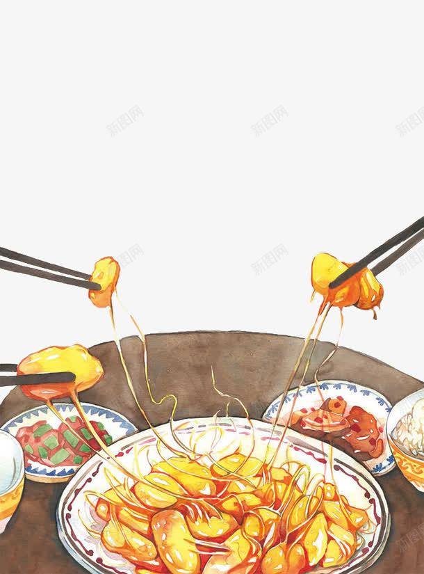 抽象化聚餐水彩画png免抠素材_88icon https://88icon.com 年终聚会 抽象意义 朋友聚餐 水彩手绘美食 美食分享
