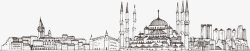 广州城市线框图手绘城市建筑线稿图高清图片