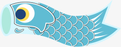 单个青色鲤鱼旗图案素材